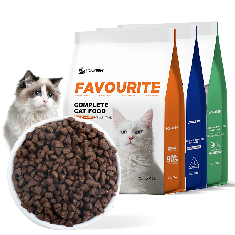 Natural-Flavored Hypoallergenic Dry Cat Food with Varied Textures