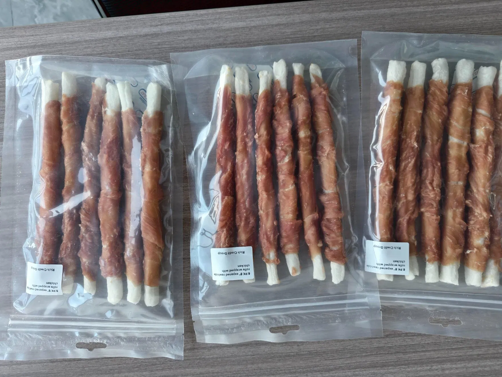 Chicken Wrapped White Expanded Rolls 8 Inches Dog Treats