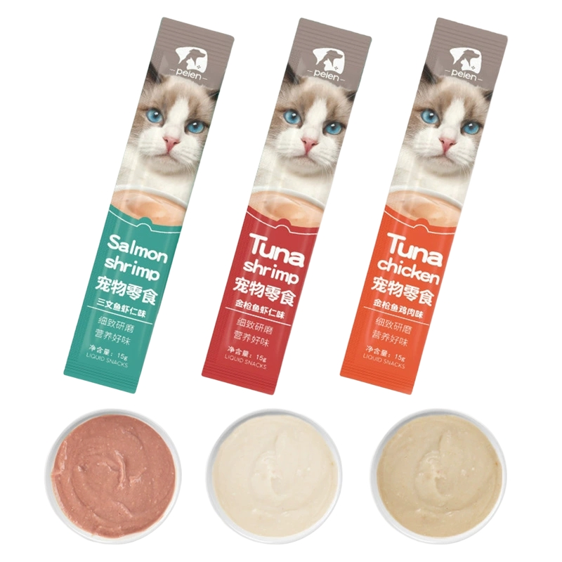 Factory 45 Pieces Per Box of Cat Snacks, Nutritious Young Adult Cat Fish Dry Licking Sauce, Cat Canned Food, Fresh Wet Food Packs