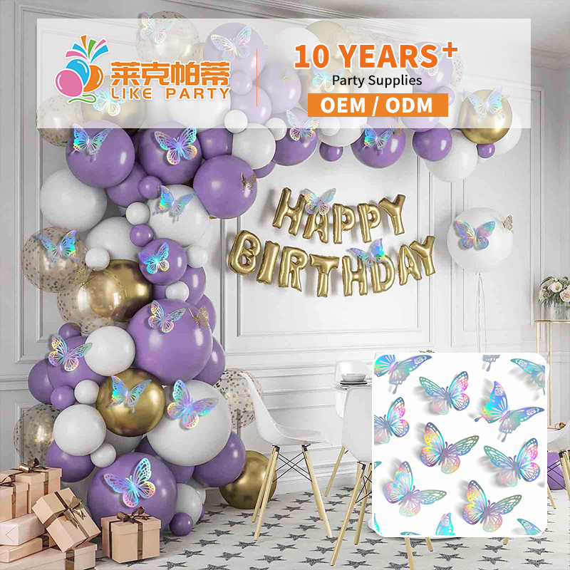 Hollow Iridescent Metal Butterfly Birthday Party Cake Topper Birthday Cake Decoration