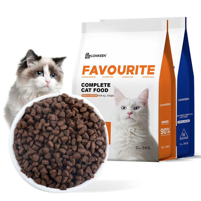 Natural-Flavored Hypoallergenic Dry Cat Food with Varied Textures