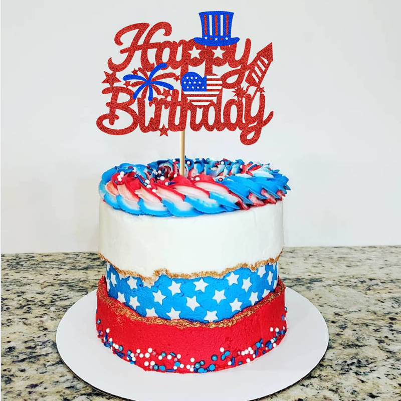 American Independence Day Cake Decoration Patriotic Birthday Party Theme Cake Topper