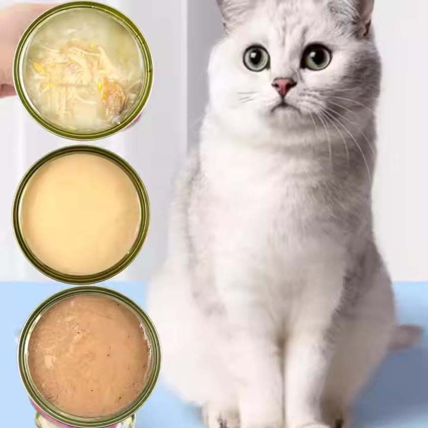 Organic Grain-Free Cat Wet Food Cans High-Protein Pet Snacks with Chicken Duck Shrimp Tuna Salmon Mix for Treats