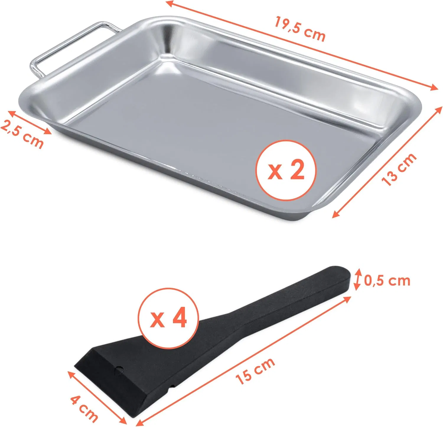 Food-Safe Grillware Stainless Steel Serving Grill Pan Barbecue Toppers with Spatula Handle for Cheese Vegetables Fish