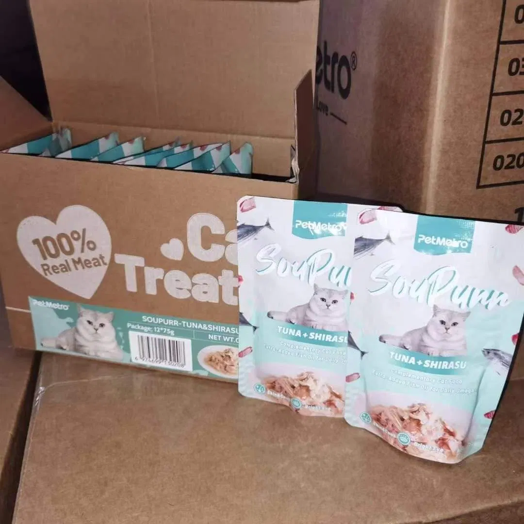 Premium Cat Soup Meal Topper with Chicken Shrimp High Moisture for Bulk Export Chicken Jelly Pouch