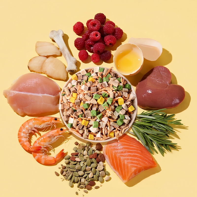 OEM Pet Treat Fresh Meat High-Protein Low Fat Cat Food Add Chicken Beef Egg Yolk Freeze-Dried Grain-Free Formula Pet Food Dry