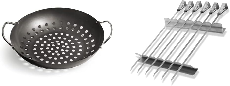 BBQ Tool Vegetable Grilling Wok Pan Stainless Steel Drain Basket Barbecue Toppers with Holes