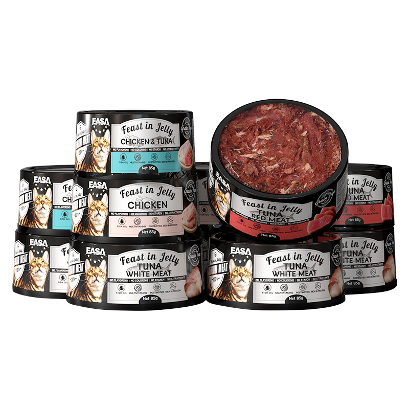 Jelly Pet Canned Food 85g Pet Shop Wholesale Price Low MOQ Adult &amp; Senior Cat Grain-Free Health Care Tuna/Chicken/Beef/Salmon/Seafood Flavor