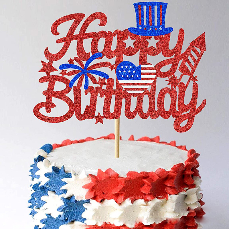 American Independence Day Cake Decoration Patriotic Birthday Party Theme Cake Topper
