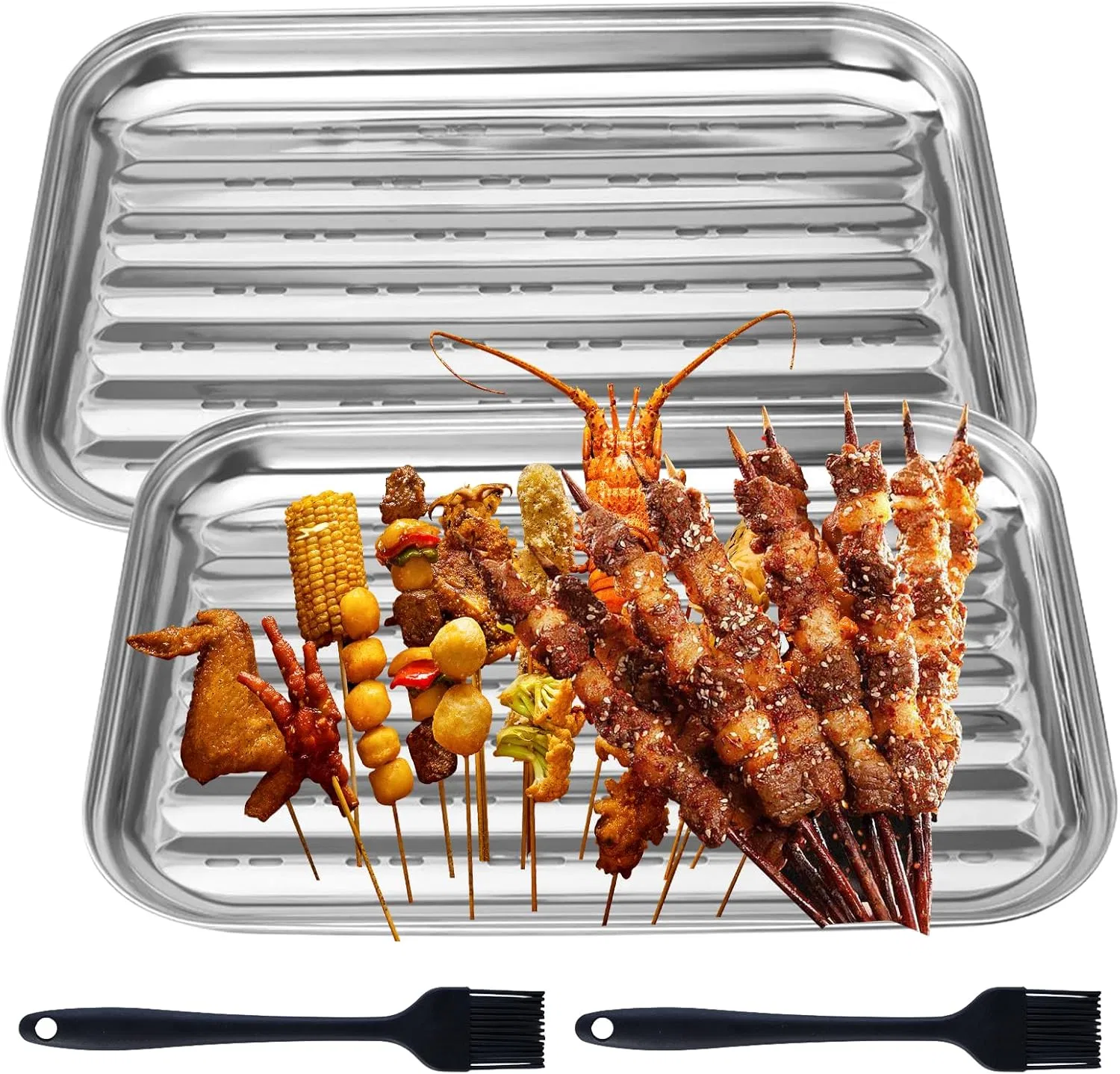 Barbecue Accessories Reusable Stainless Steel Grill Basket Barbecue Toppers for Vegetables Fish Meat