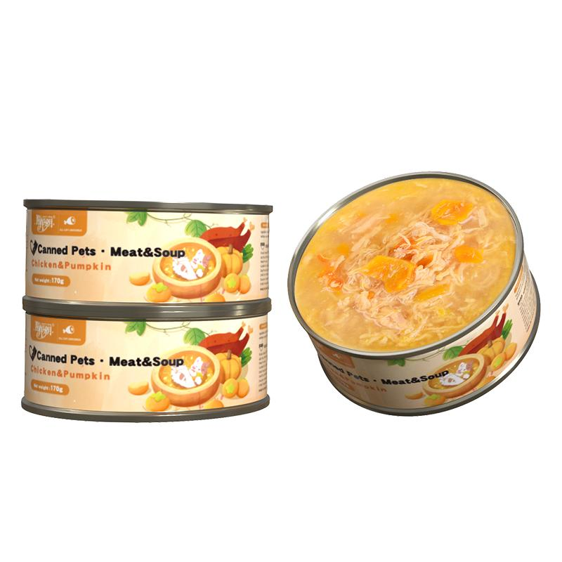 Wet Canned Savory Cat Food 170g Premium Hydrating Treat Chicken Floss in Gravy Balanced Diet Lickable Pet Product Snack