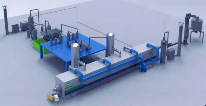 Industrial continuous waste tyre pyrolysis plant