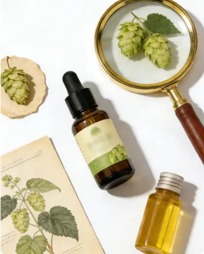 Discount Distilled natural hop essential oil available in bulk private label options available suitable for food and skincare products Manufacturer, Factory