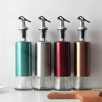 Cheap Wholesale 300ml Glass Kitchen Bottle Dispenser Stainless Steel Pour Spout for Cooking Olive Oil and Vinegar Factories, Factory