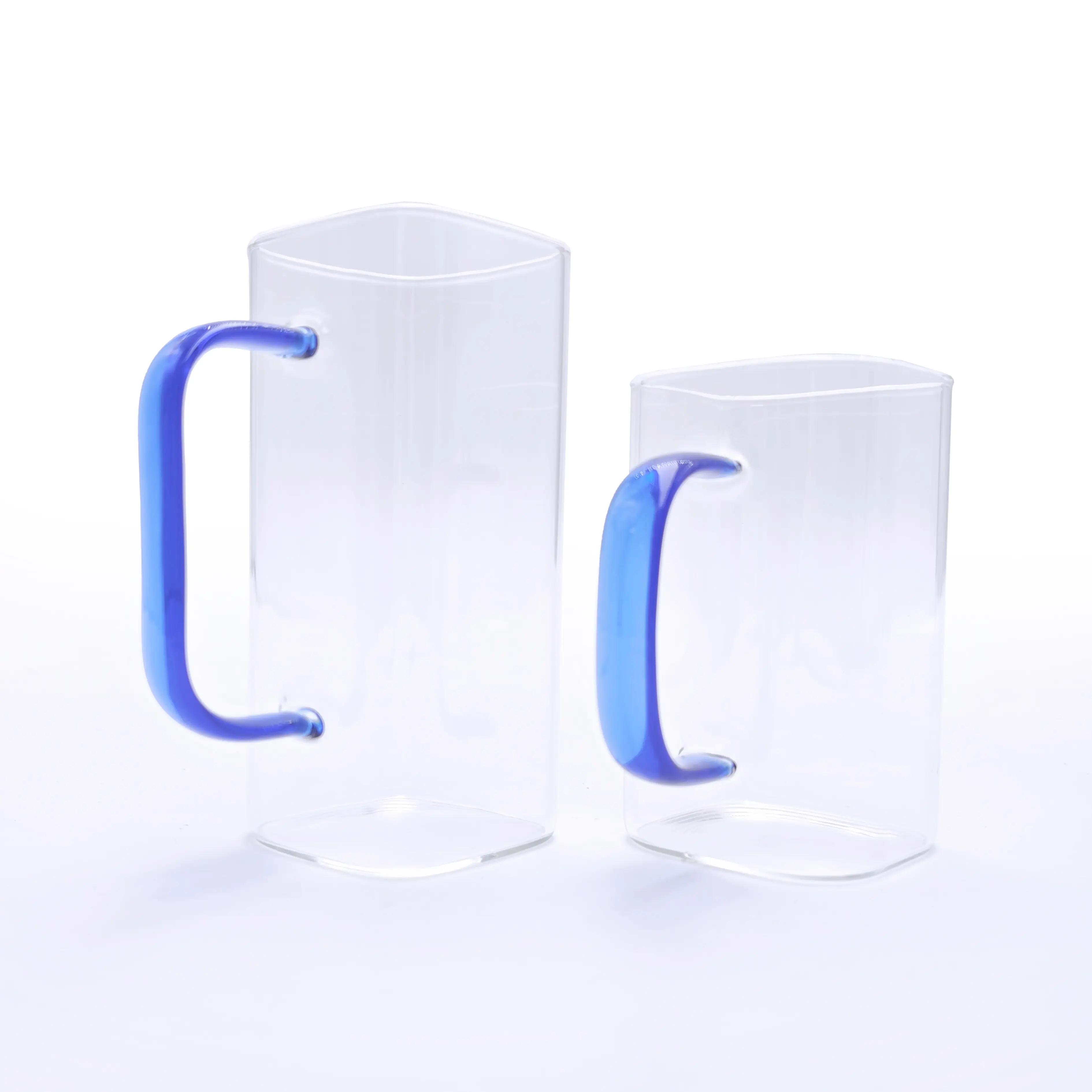 High-Quality Borosilicate Color Handle Square Shape Modern Summer Drinking Glass Cup for Juice Cold Drinks Milk Mug Factories, Factory