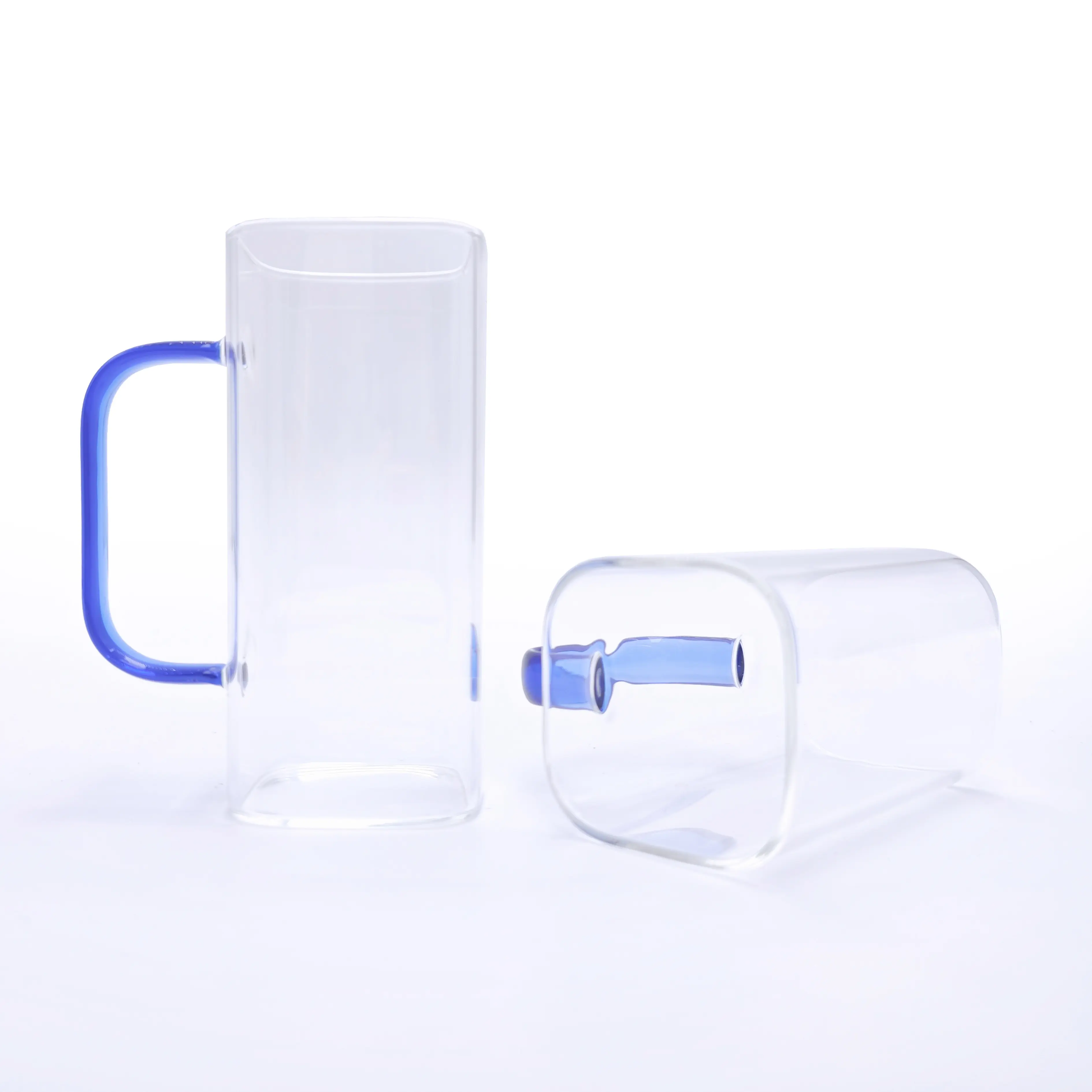 High-Quality Borosilicate Color Handle Square Shape Modern Summer Drinking Glass Cup for Juice Cold Drinks Milk Mug Factories, Factory