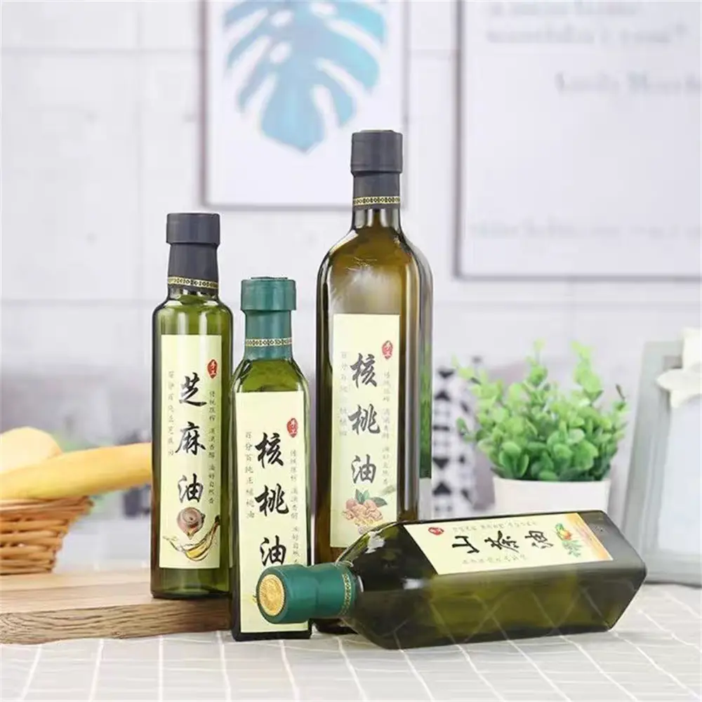 High-Quality Glass Olive Oil Bottle Transparent Leak-Proof Condiment Bottle Square Round Bottle Supplier, Manufacturer