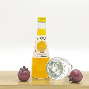 Cheap Wholesale 250ml 330ml Clear Glass Bottles Round Shape with Aluminum Lid & Screw Cap for Mineral Soda Water Crown Screen Printing Suppliers, Factories