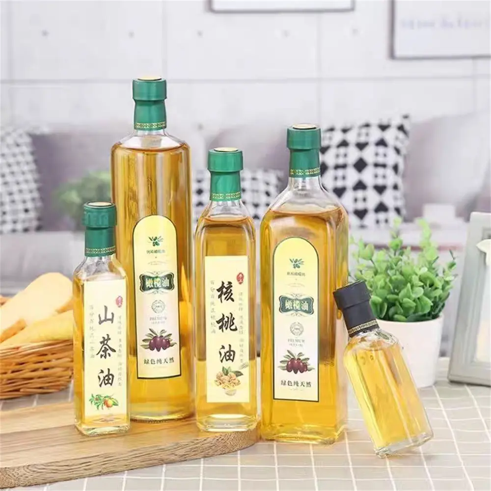 High-Quality Glass Olive Oil Bottle Transparent Leak-Proof Condiment Bottle Square Round Bottle Supplier, Manufacturer