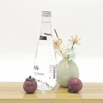 Cheap Wholesale 250ml 330ml Clear Glass Bottles Round Shape with Aluminum Lid & Screw Cap for Mineral Soda Water Crown Screen Printing Suppliers, Factories