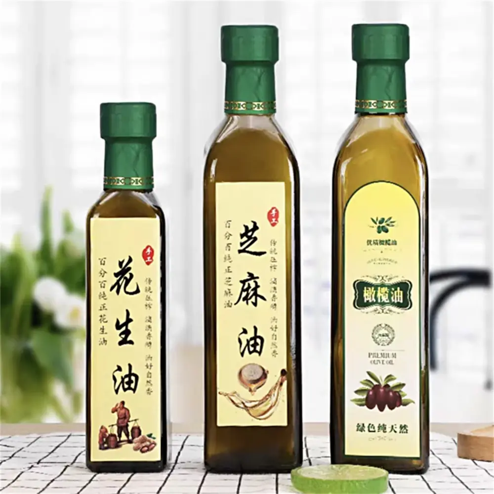 High-Quality Glass Olive Oil Bottle Transparent Leak-Proof Condiment Bottle Square Round Bottle Supplier, Manufacturer