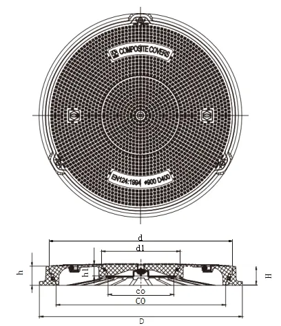 900mm غطاء مانhole ثقيل مع منفذ مركزي للمتانة