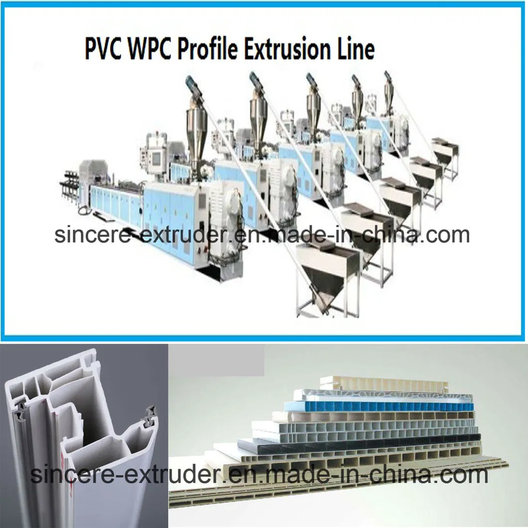 آلة تصنيع الألواح السقفية والنوافذ والأبواب والجدران من البلاستيك UPVC/WPC/PE خط إنتاج بثق ملفات PVC