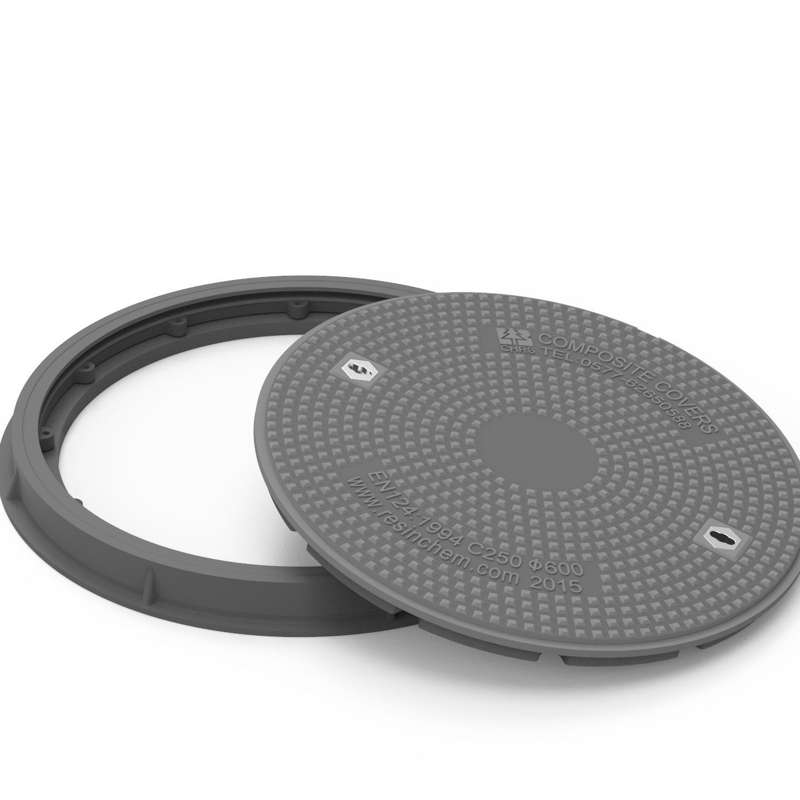 غطاء مانhole مركب ثقيل الجودة من FRP 600mm (24'')