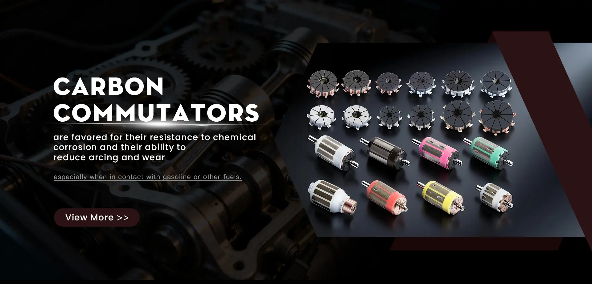 Ethanol- and methanol-resistant carbon commutators