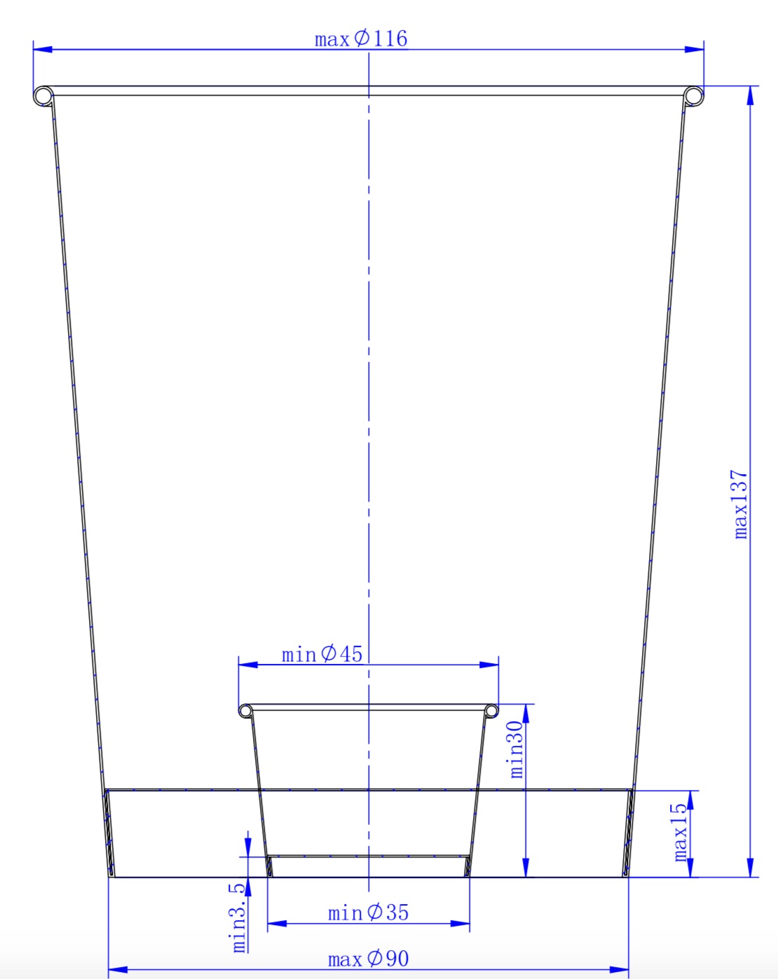 size specification diagram