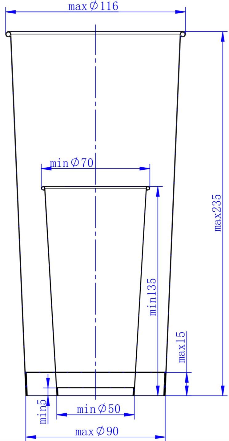 paper cup size range diagram