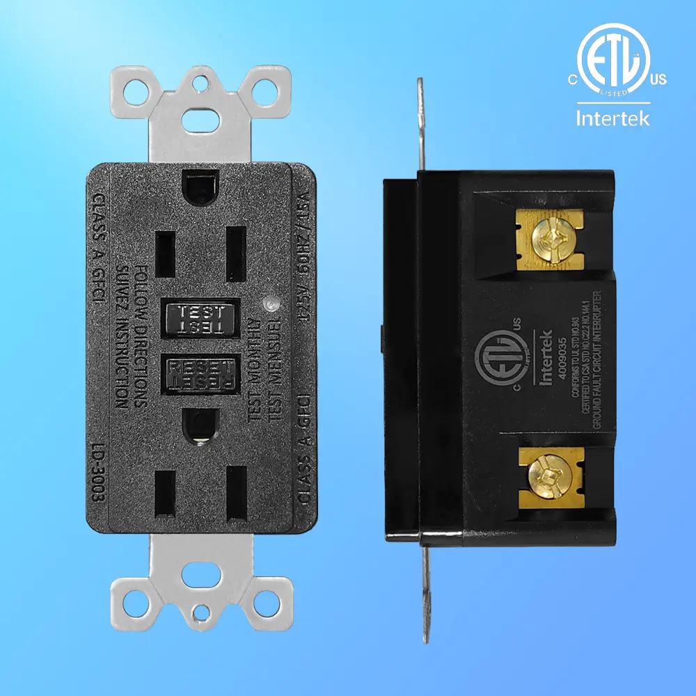 Wholesale 15 Amp Duplex GFCI Outlet, Self-Test with LED Light, Residential Grade-black Manufacturers, Factory