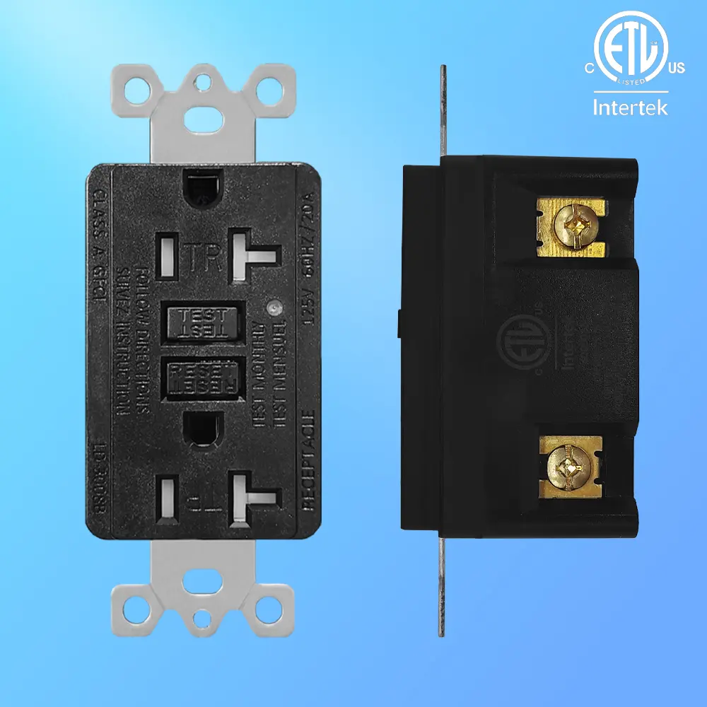 OEM 20 Amp Duplex GFCI Outlet with Safety Shutters and LED Self-Test Function, Residential Grade LD-3008B-black Suppliers, Factory