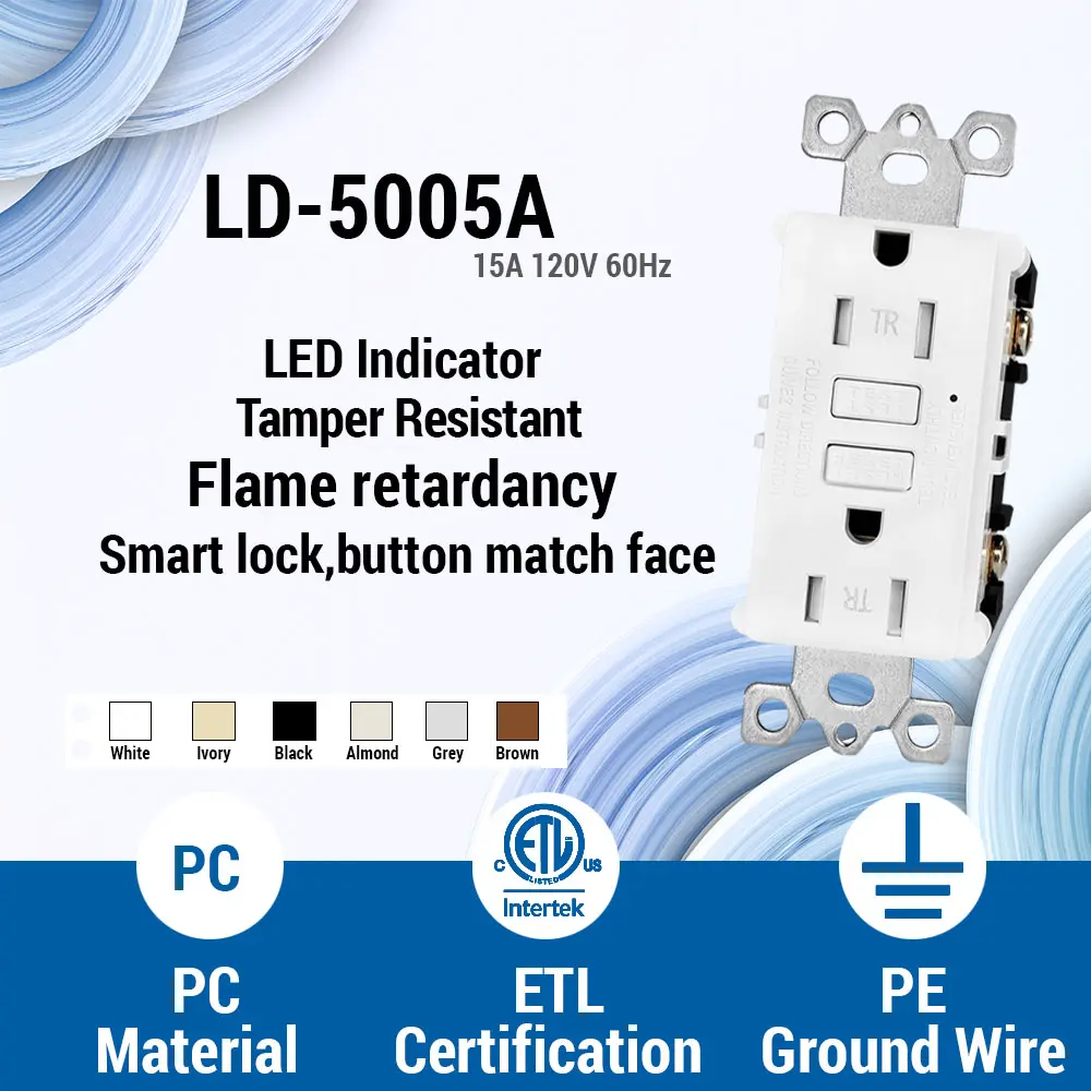 OEM 15 Amp Tamper Resistant Slim GFCI Outlet with LED Indicator, Ground Fault Circuit Interrupter, Residential Grade Manufacturer, Manufacturers
