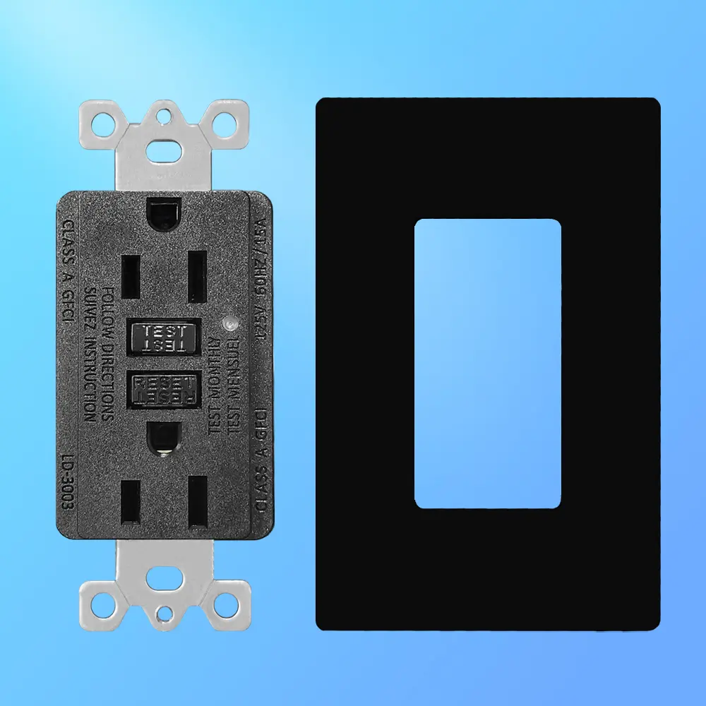 Wholesale 15 Amp Duplex GFCI Outlet, Self-Test with LED Light, Residential Grade-black Manufacturers, Factory