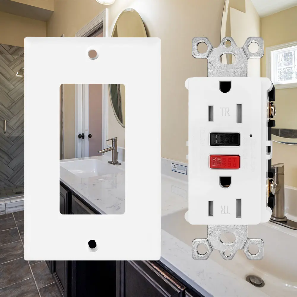 OEM 15 Amp Tamper Resistant Slim GFCI Outlet with LED Indicator, Ground Fault Circuit Interrupter, Residential Grade red-black Factories, Factory