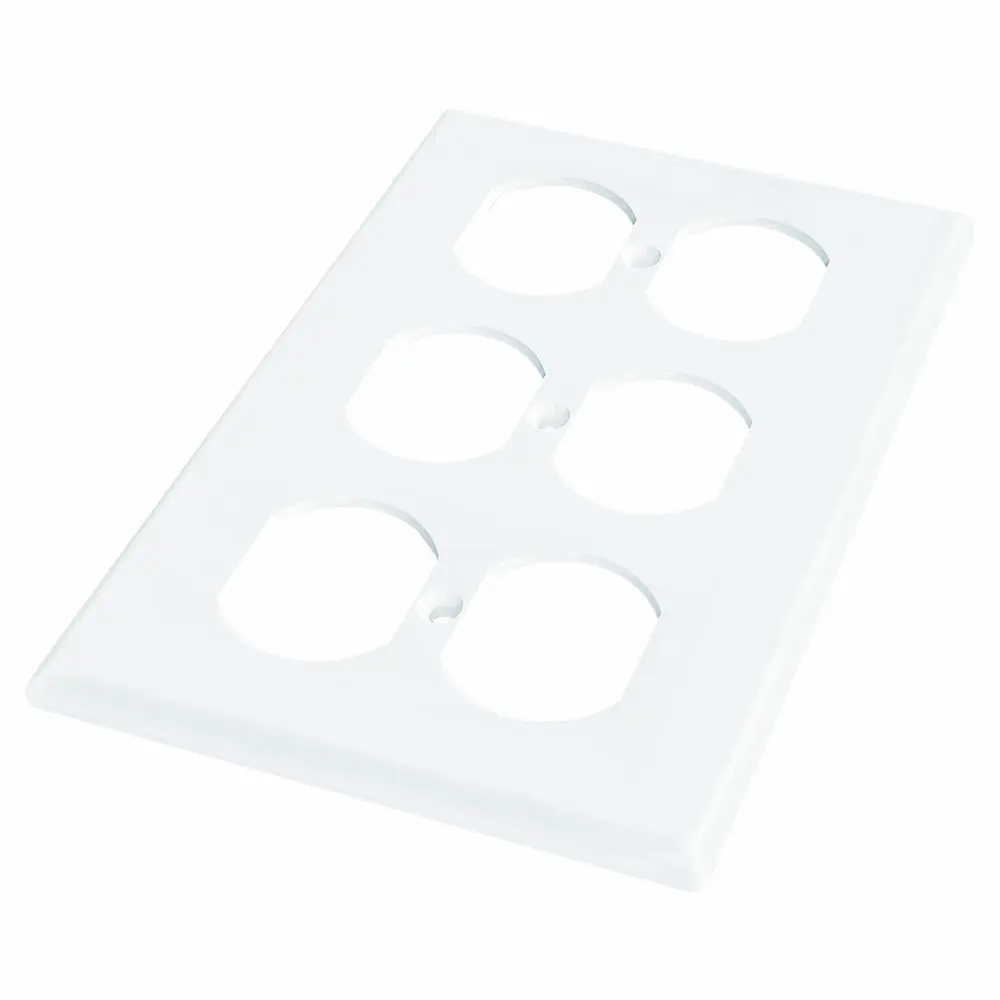 Wholesale 3-Gang Duplex Receptacle Wall Plate, Standard Size, Glossy White Factories, Factory
