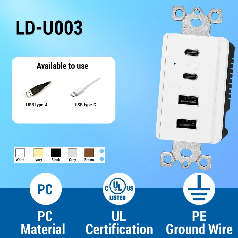 OEM 4.2 Amp 4-Port USB Charger Wall Outlet with 2 Type C and 2 Type A Supplier, Factories