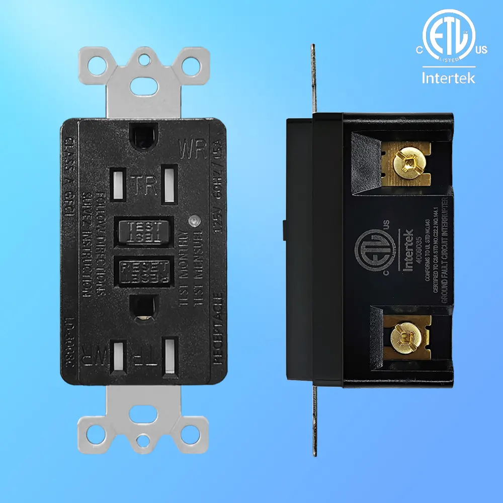 OEM 15 Amp Duplex GFCI Outlet, Tamper Resistant & Weather Resistant Self-Test with LED Light, Residential Grade LD-3008C-black Supplier, Factory
