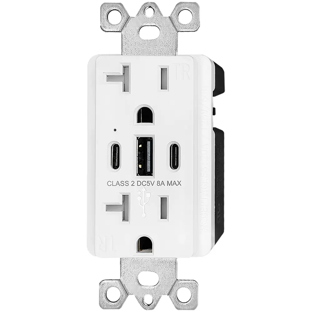 OEM 20 Amp USB Wall Outlet with 1 Type A and 2 Type C ports, 8 Amp 3-Port USB outlet Manufacturer, Manufacturers