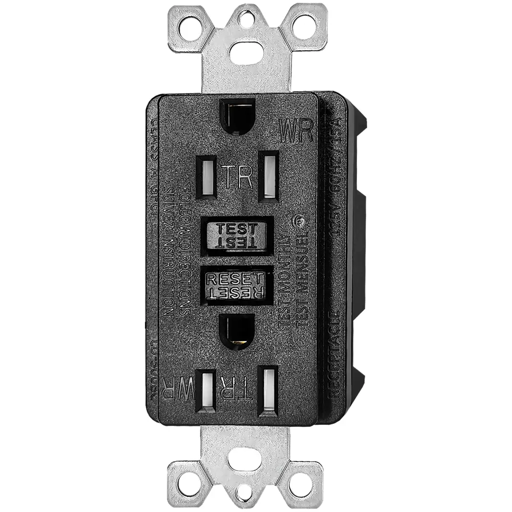 OEM 15 Amp Duplex GFCI Outlet, Tamper Resistant & Weather Resistant Self-Test with LED Light, Residential Grade LD-3008C-black Supplier, Factory
