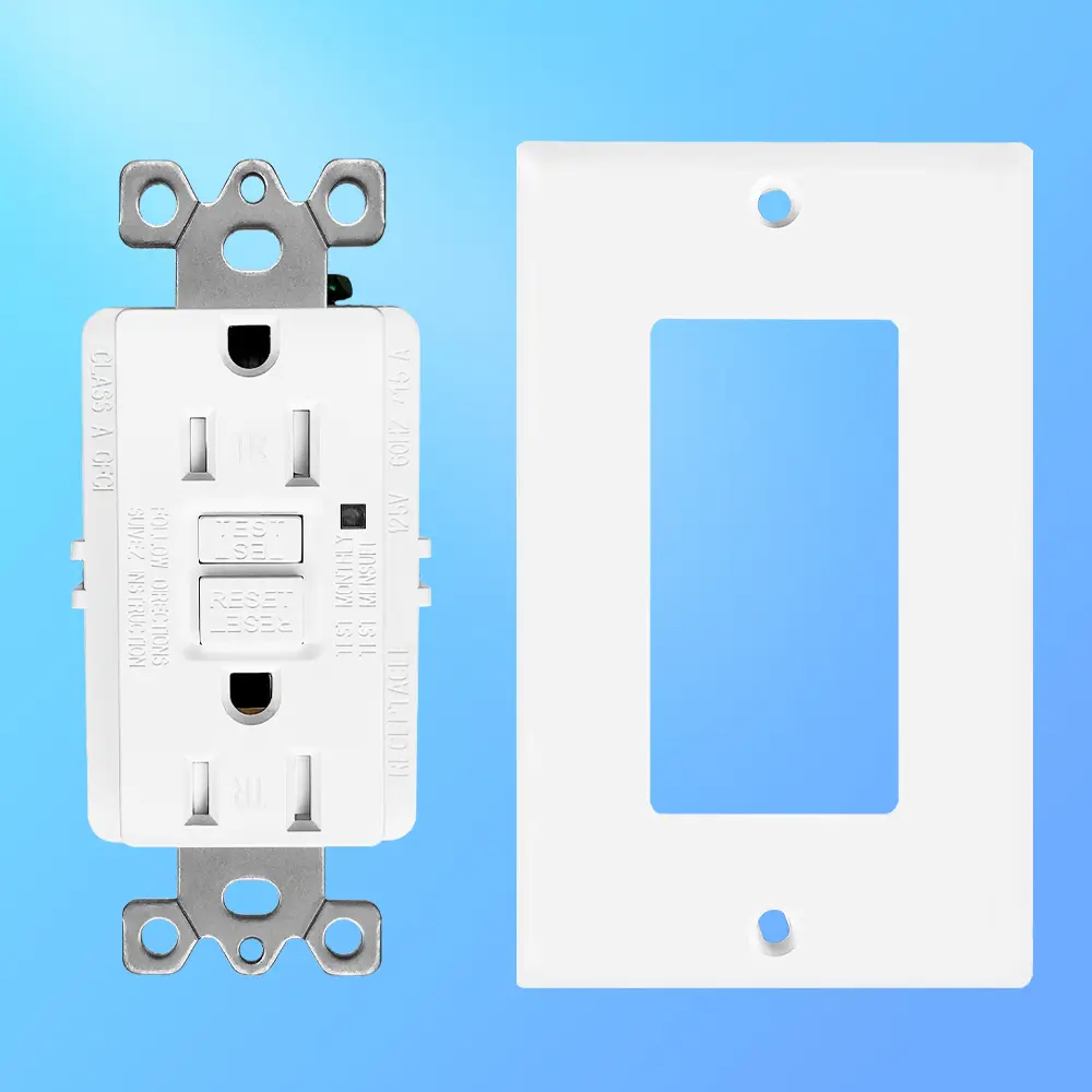 Wholesale 15 Amp Duplex GFCI Outlet with Safety Shutters and LED Self-Test Function, Residential Grade Manufacturers, Factory