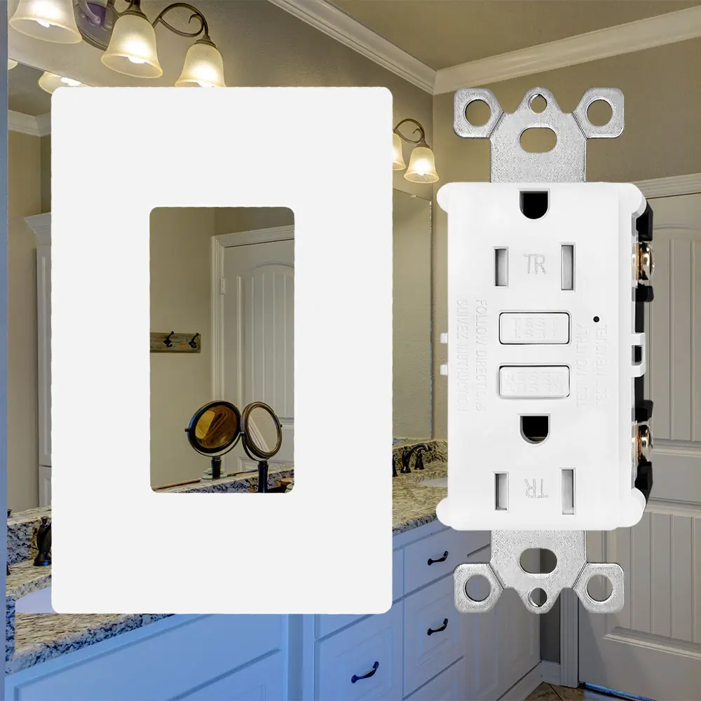OEM 15 Amp Tamper Resistant Slim GFCI Outlet with LED Indicator, Ground Fault Circuit Interrupter, Residential Grade Manufacturer, Manufacturers