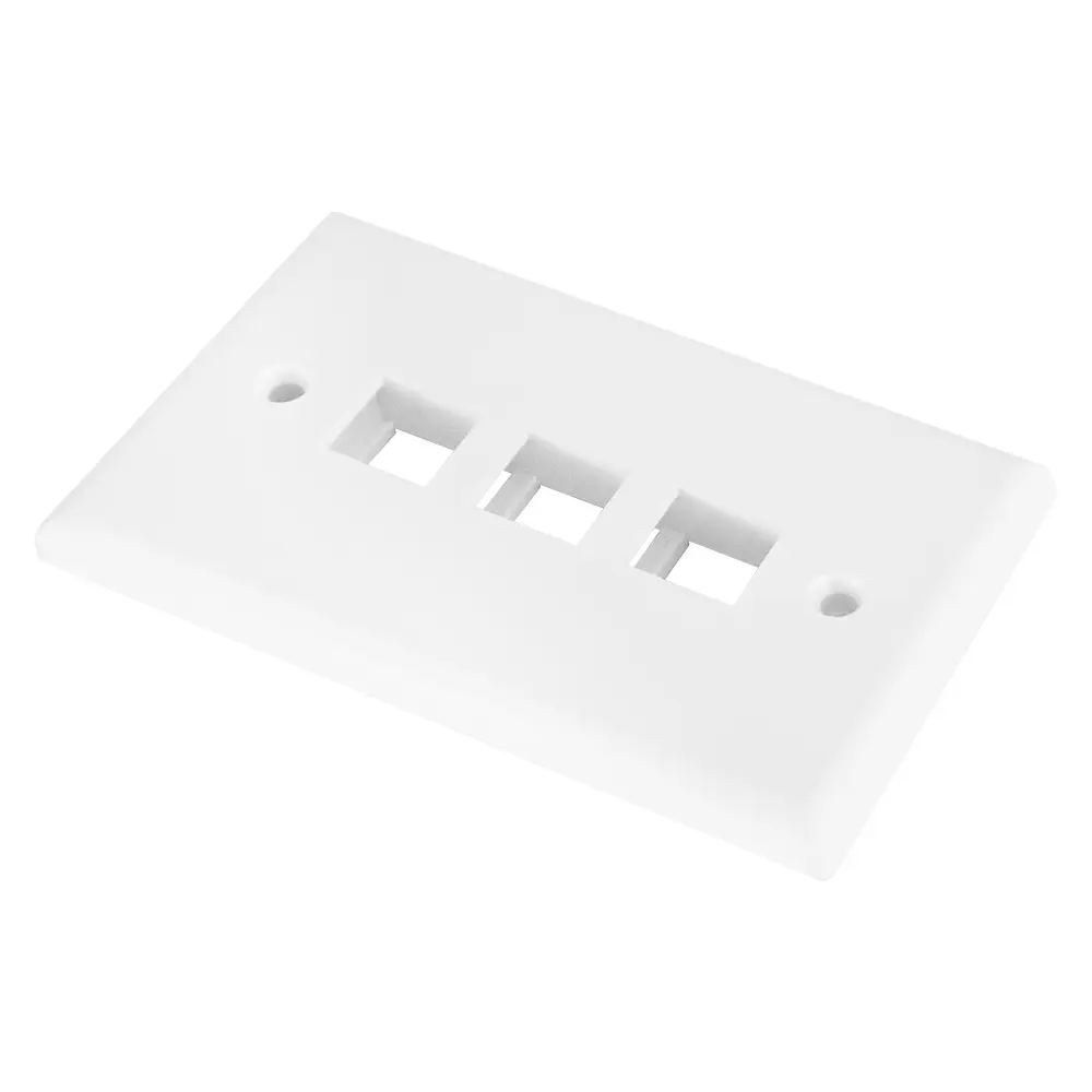 Wholesale 3-Port Keystone Wall Plate Broadband Cover, Standard Size, Matte White Supplier, Factories
