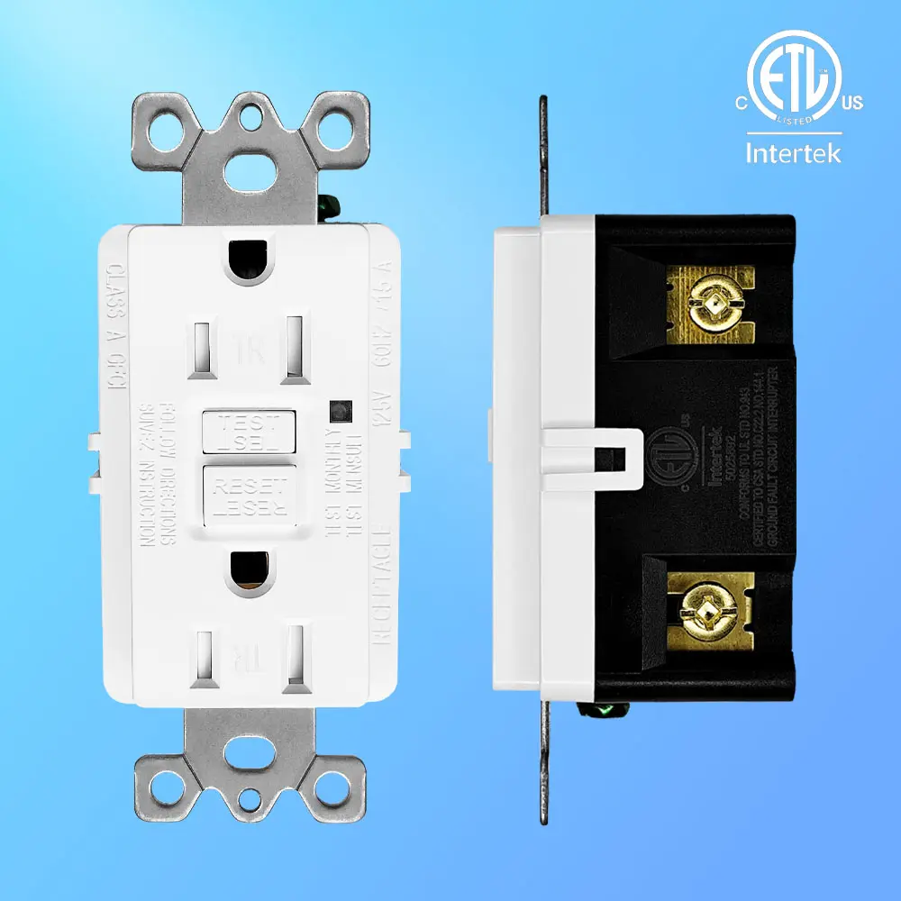 Wholesale 15 Amp Duplex GFCI Outlet with Safety Shutters and LED Self-Test Function, Residential Grade Manufacturers, Factory