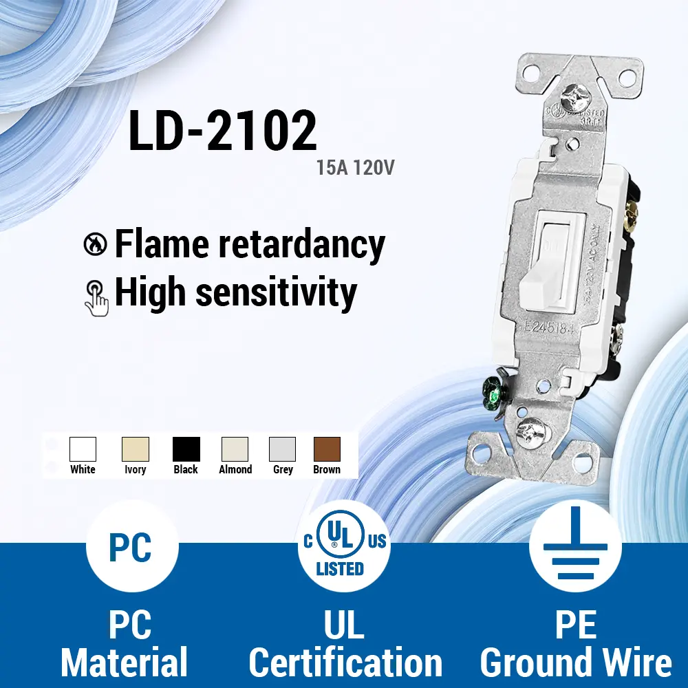 OEM 15A, 120/277V, 3-Way Toggle Light Switch Residential Grade.UL Listed Supplier, Factories