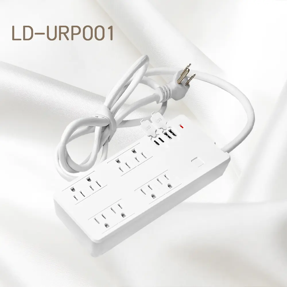 Wholesale 15A 125V 8-Outlet Power Strip With 4 USB Ports Type-A and Type-C ports, White Supplier, Suppliers