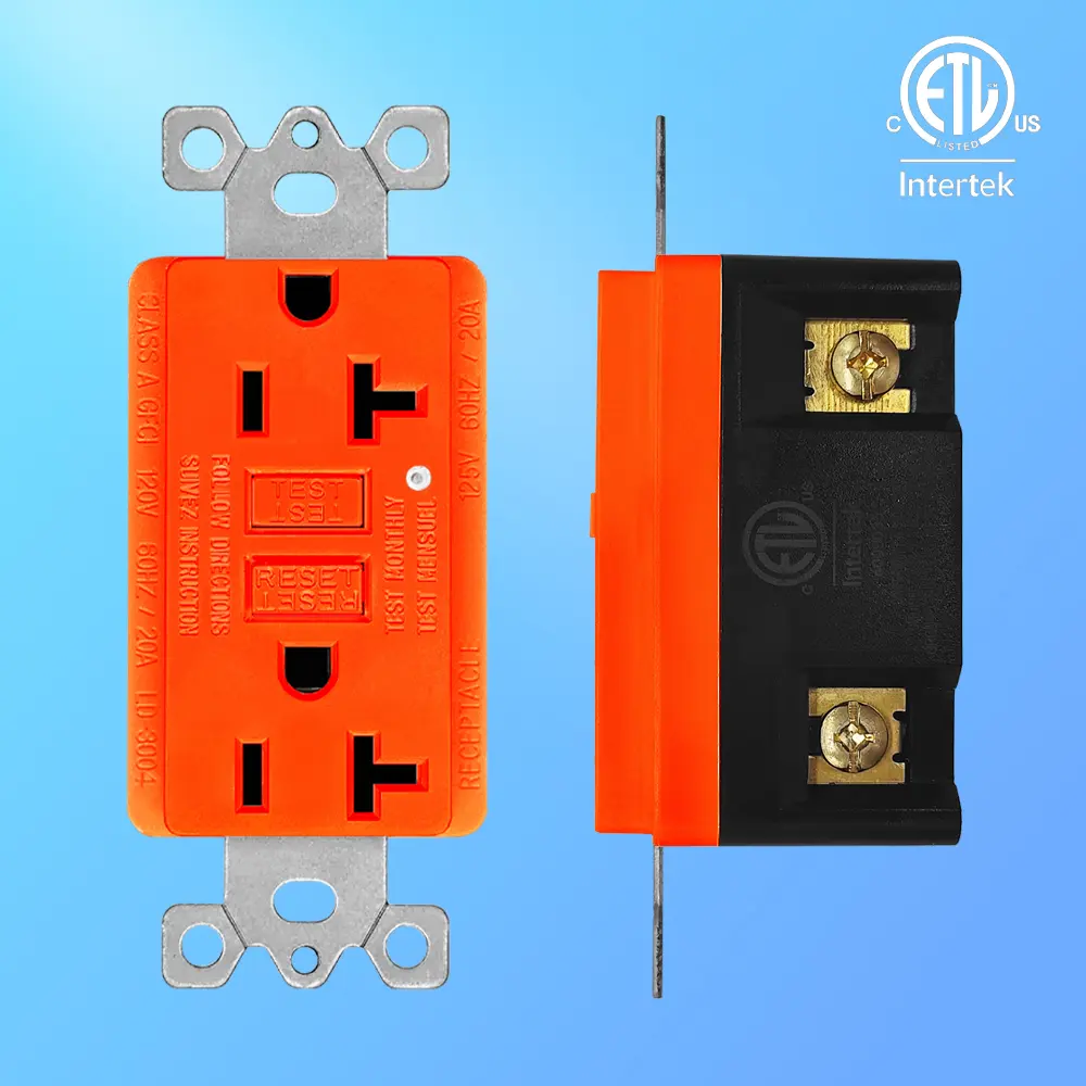 Wholesale 20 Amp Duplex GFCI Outlet, Self-Test with LED Light, Residential Grade LD-3004-Orange Manufacturers, Factory