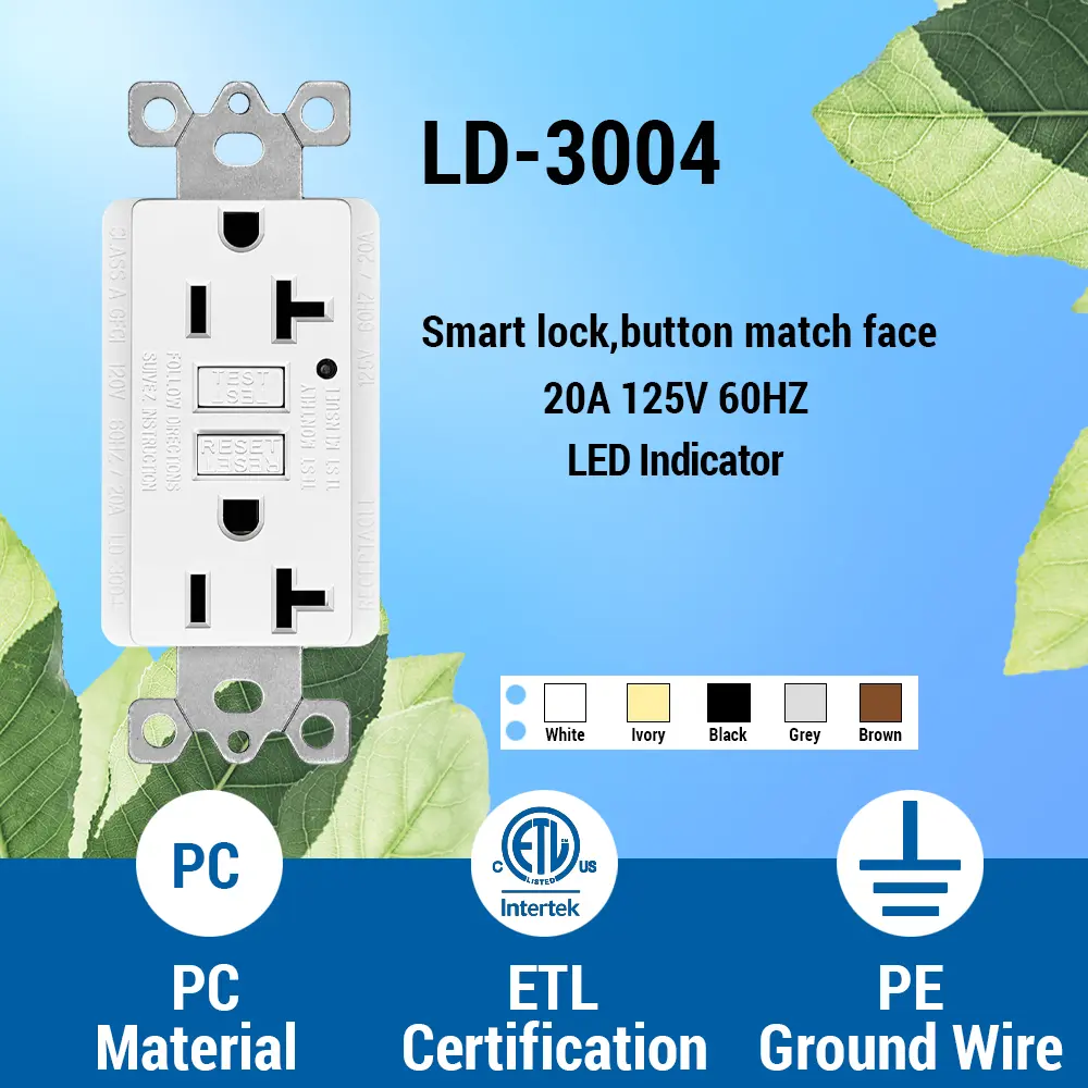 Wholesale 20 Amp Duplex GFCI Outlet, Self-Test with LED Light, Residential Grade LD-3004 Factories, Factory