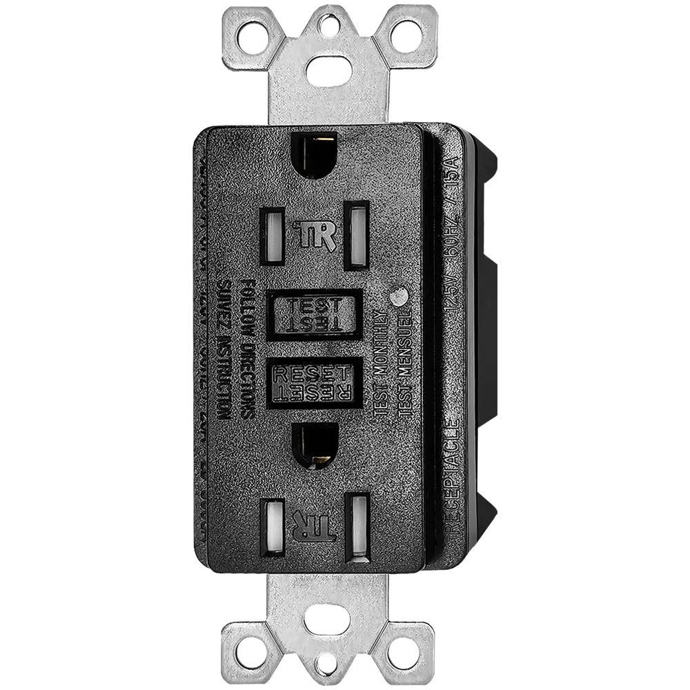 OEM 15 Amp Duplex GFCI Outlet with Safety Shutters and LED Self-Test Function, Residential Grade LD-3008A-black Supplier, Factory